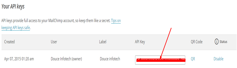 API keys