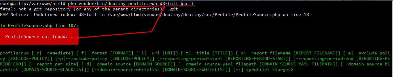 Drutiny Wrong Profile Error