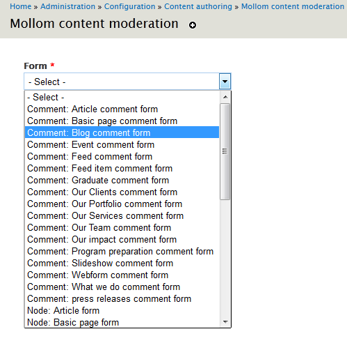 Select form