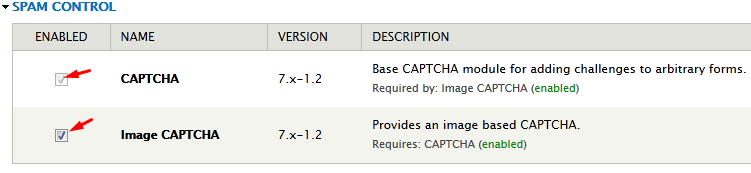 Activate captcha