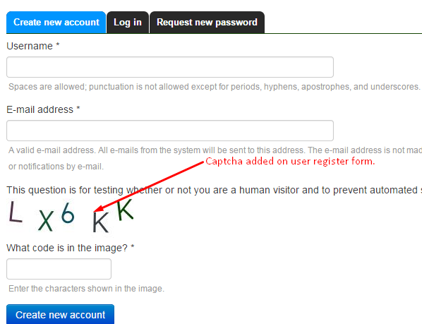 Captcha added user register