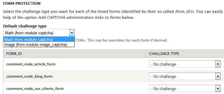 Captcha configuration