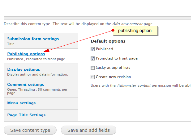 Content type publishing