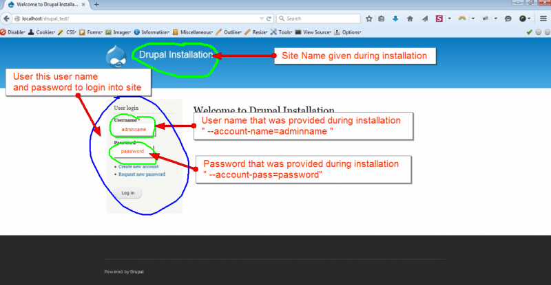 Drupal drush install