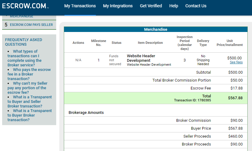 Escrow Details
