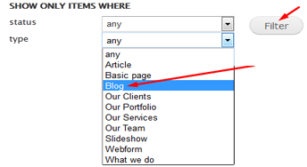 Filter Content type