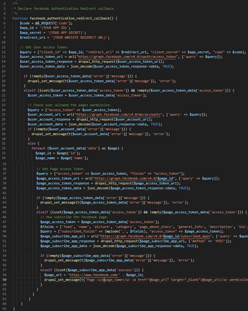 How to get Facebook Page Access Token in Drupal