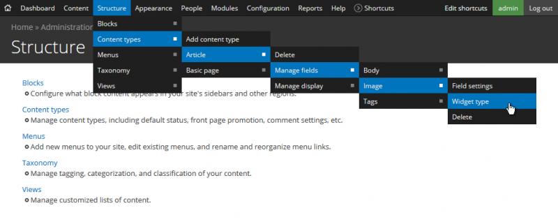 gallery menu navigationt