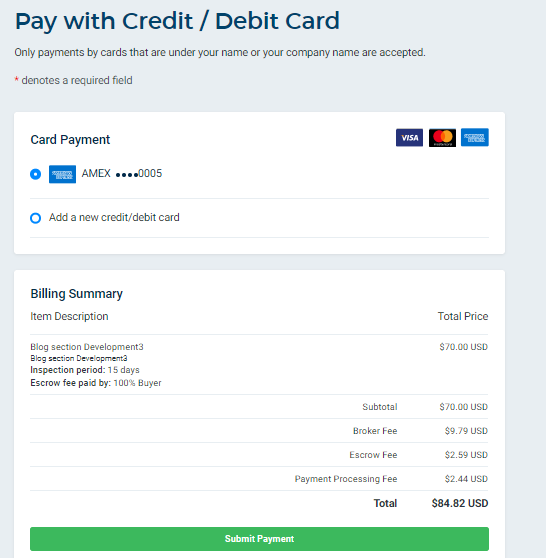 Pay with credit card